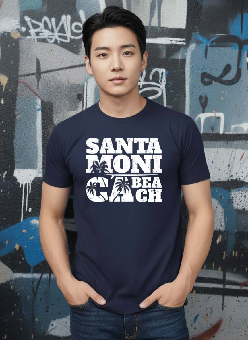Greylongg Round Neck Santa Moni Cabeach Design Printed T-Shirt.