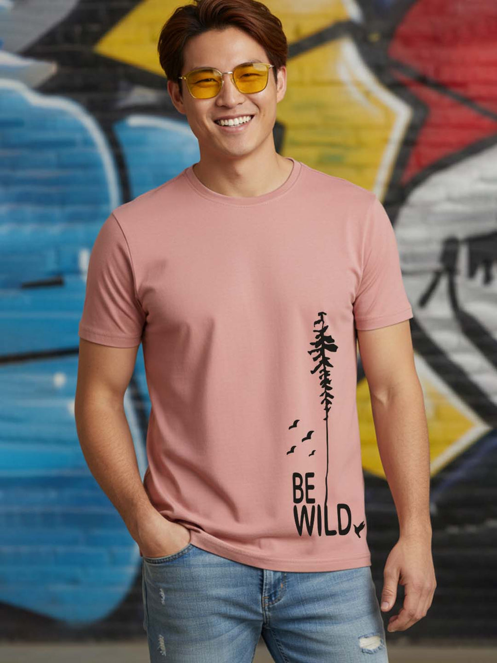 Greylongg Round Neck Wild Design Printed T-Shirt.