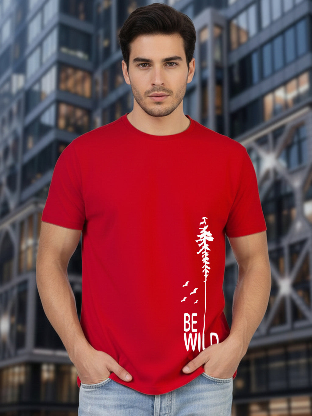 Greylongg Round Neck Wild Design Printed T-Shirt.