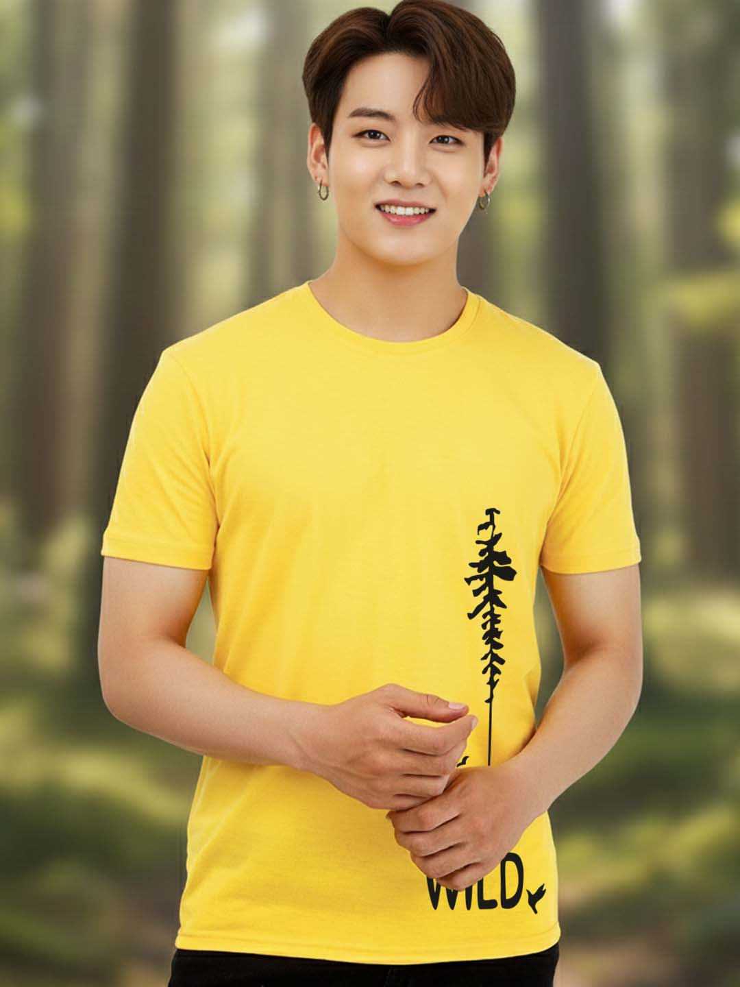 Greylongg Round Neck Wild Design Printed T-Shirt.