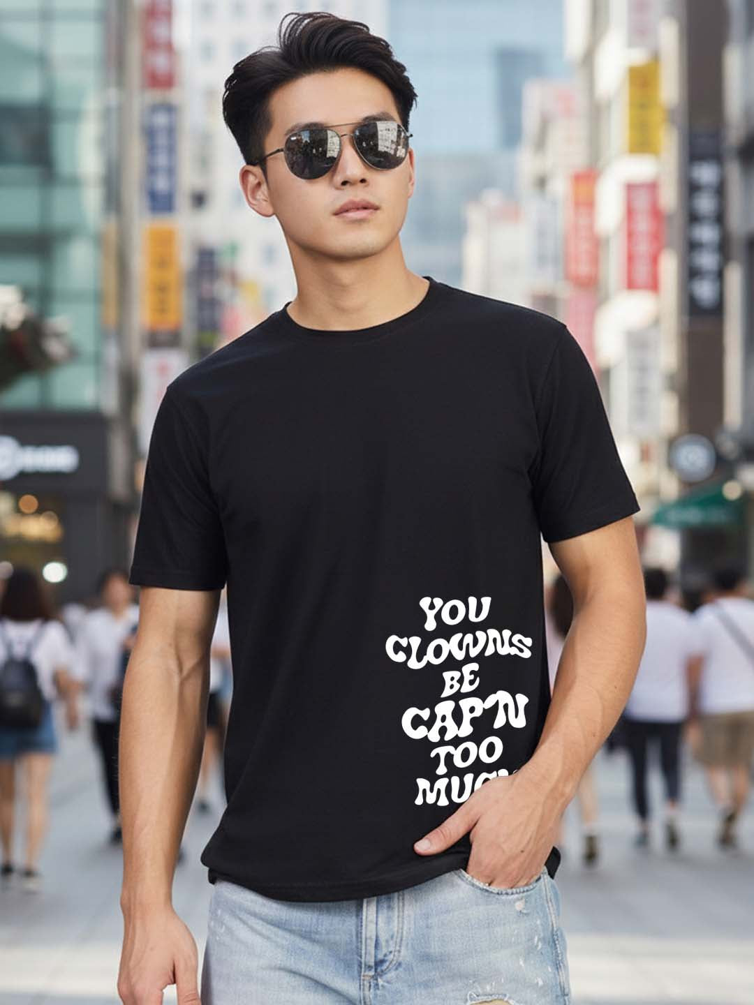 Greylongg Round Neck Joker Design Printed T-Shirt.