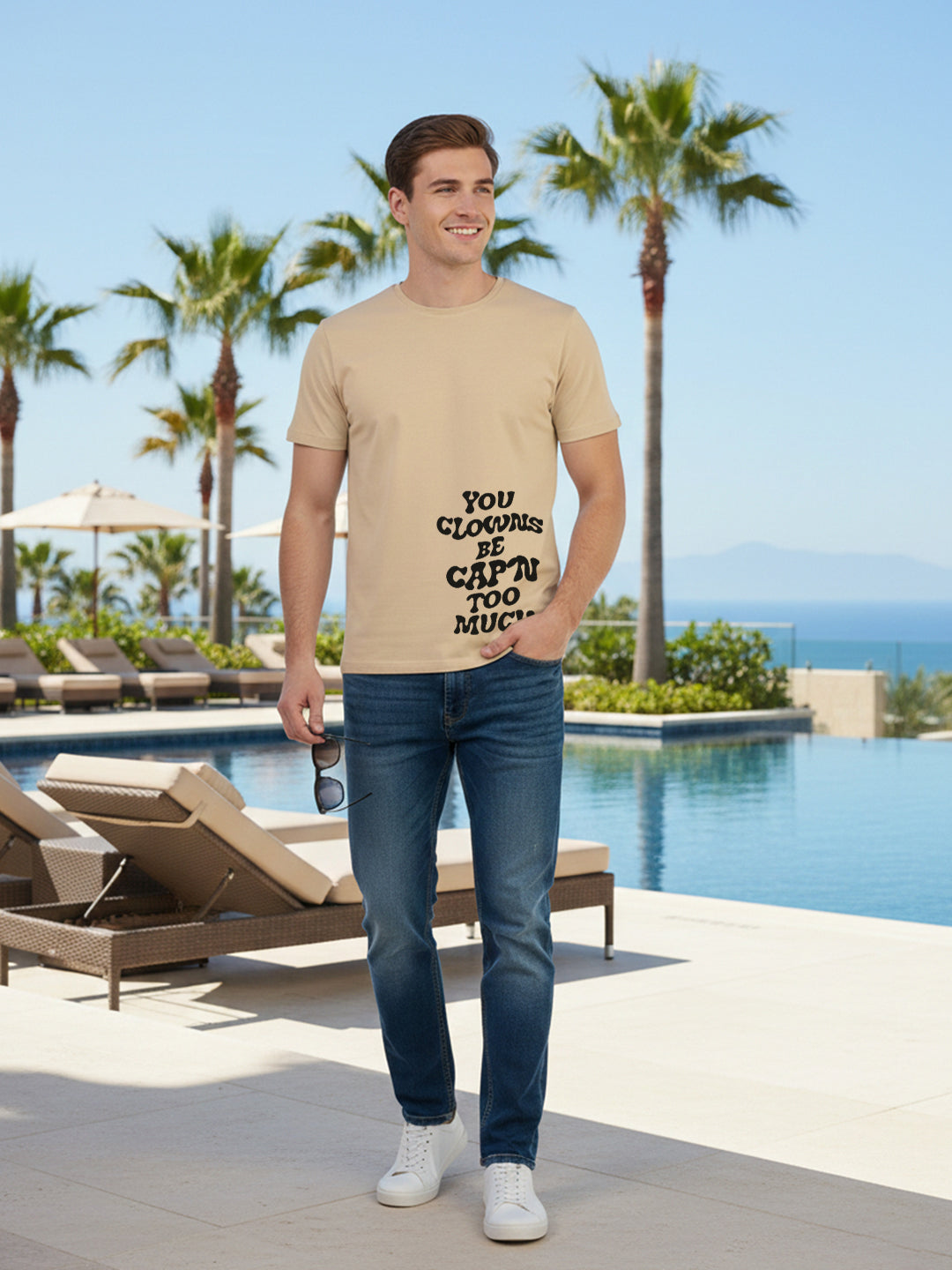 Greylongg Round Neck Joker Design Printed T-Shirt.