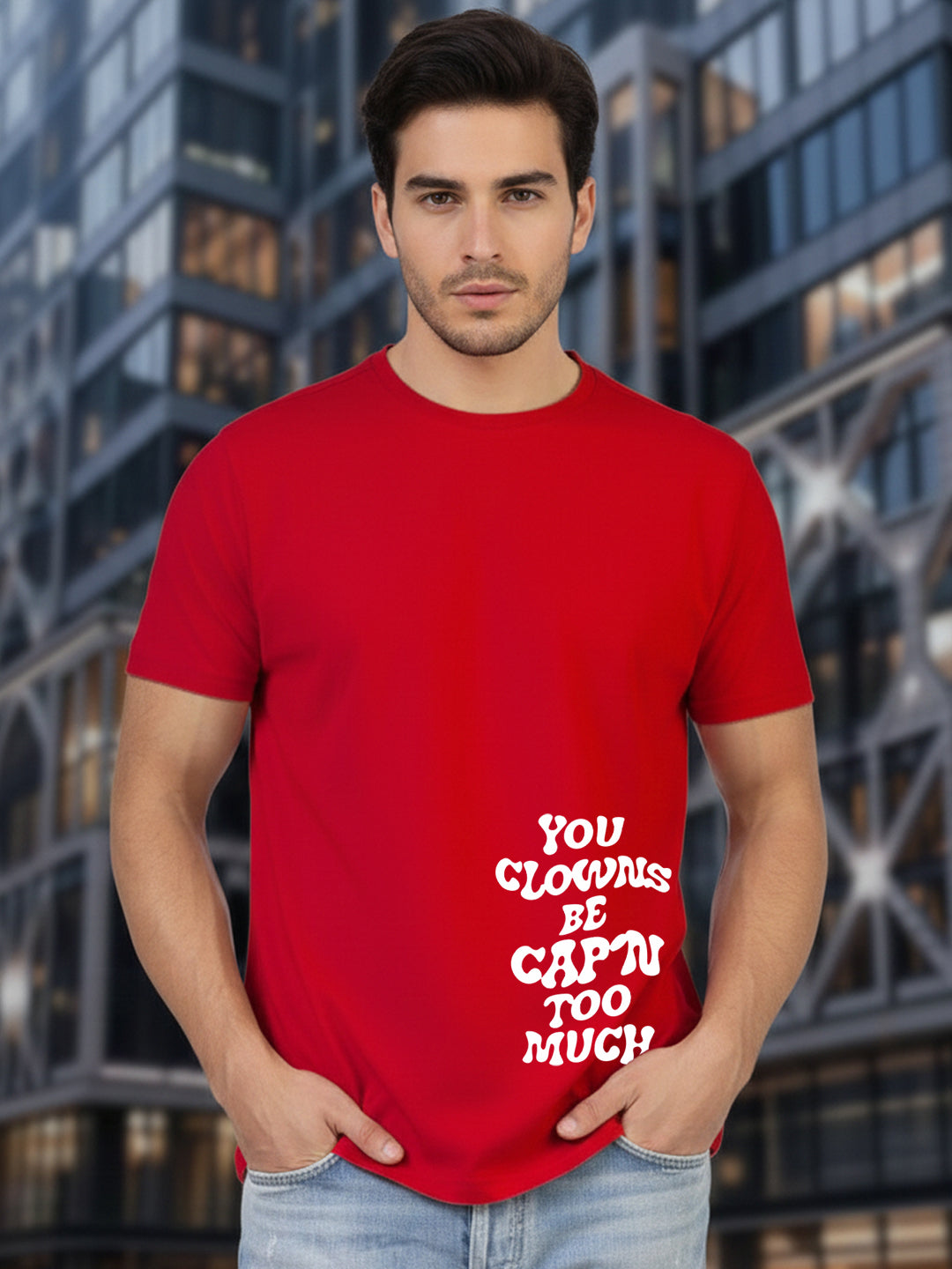 Greylongg Round Neck Joker Design Printed T-Shirt.