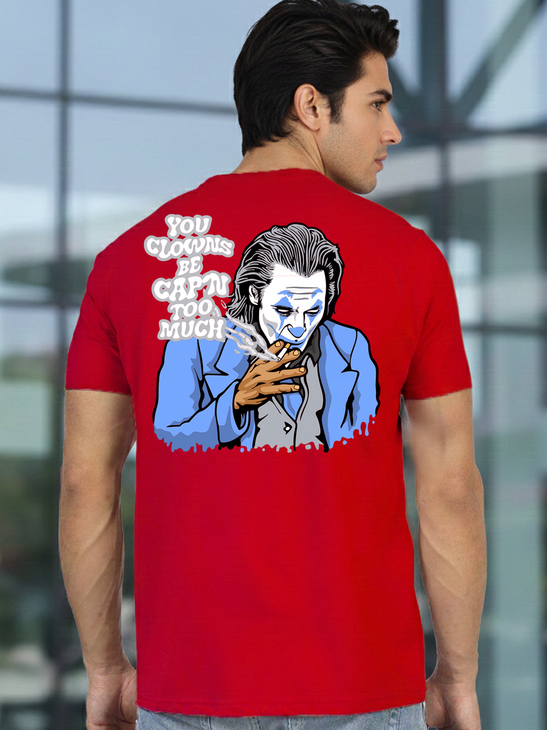 Greylongg Round Neck Joker Design Printed T-Shirt.