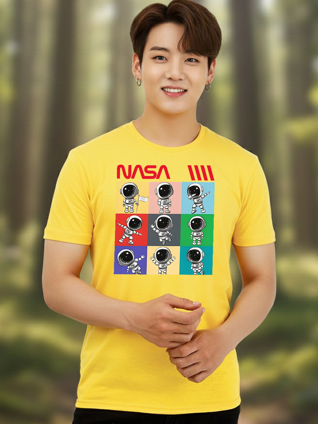 Greylongg Round Neck Nasa Design Printed T-Shirt.