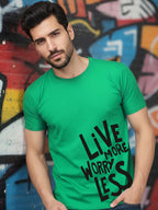 Greylongg Round Neck Live More Design Printed T-Shirt.