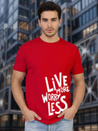 Greylongg Round Neck Live More Design Printed T-Shirt.