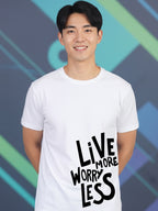 Greylongg Round Neck Live More Design Printed T-Shirt.