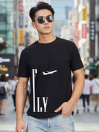 Greylongg Round Neck Fly Design Printed T-Shirt.
