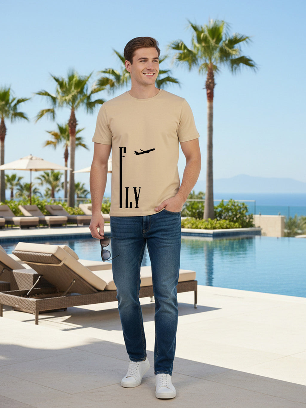 Greylongg Round Neck Fly Design Printed T-Shirt.