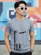 Greylongg Round Neck Fly Design Printed T-Shirt.