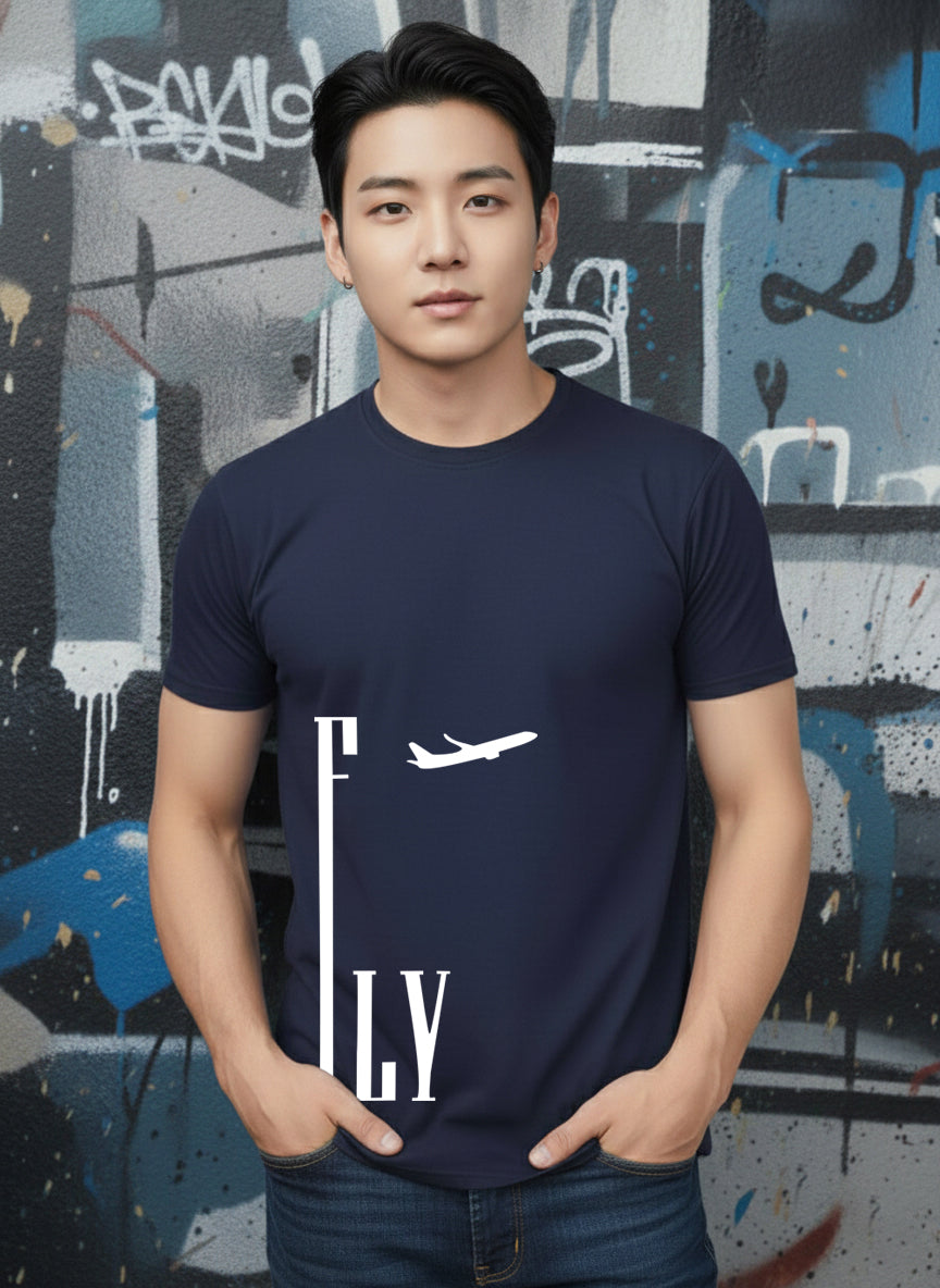 Greylongg Round Neck Fly Design Printed T-Shirt.
