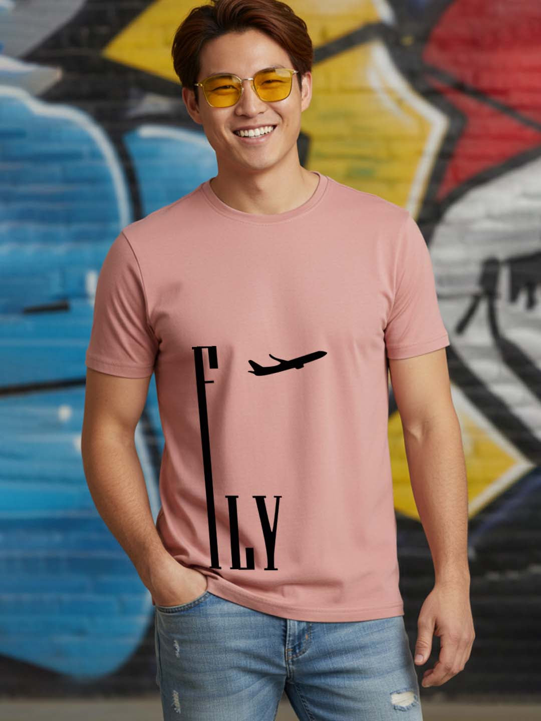 Greylongg Round Neck Fly Design Printed T-Shirt.