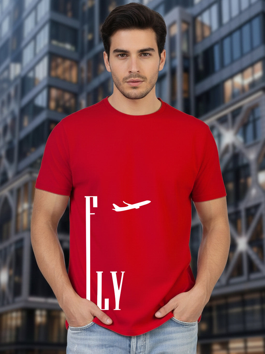 Greylongg Round Neck Fly Design Printed T-Shirt.