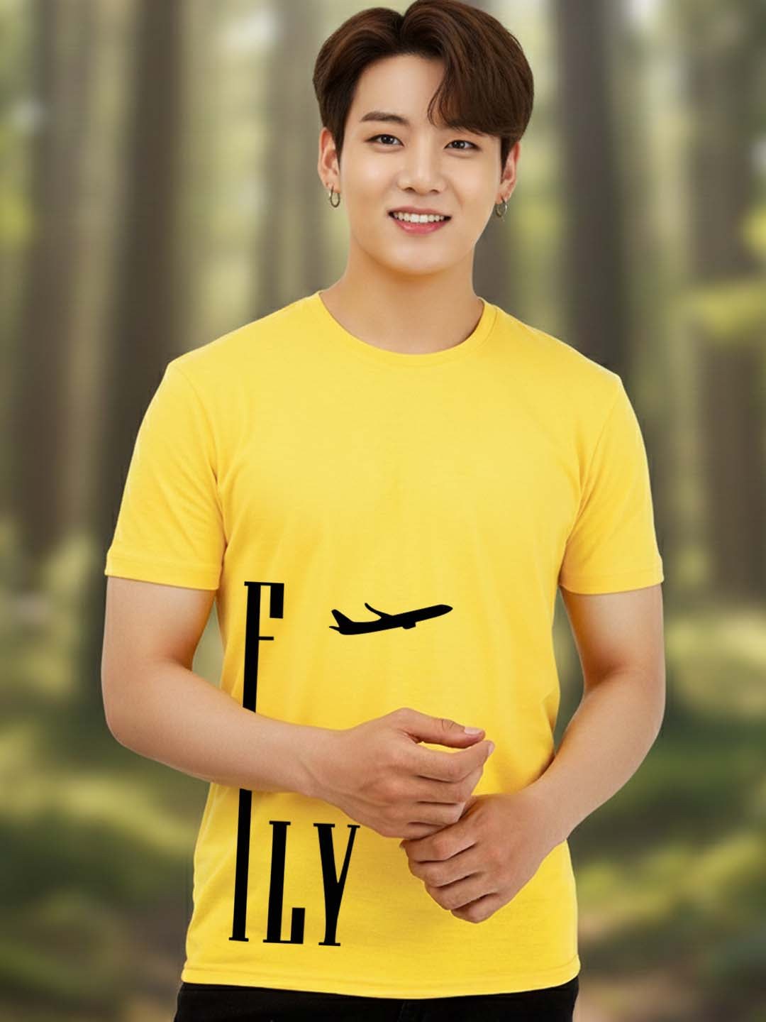 Greylongg Round Neck Fly Design Printed T-Shirt.