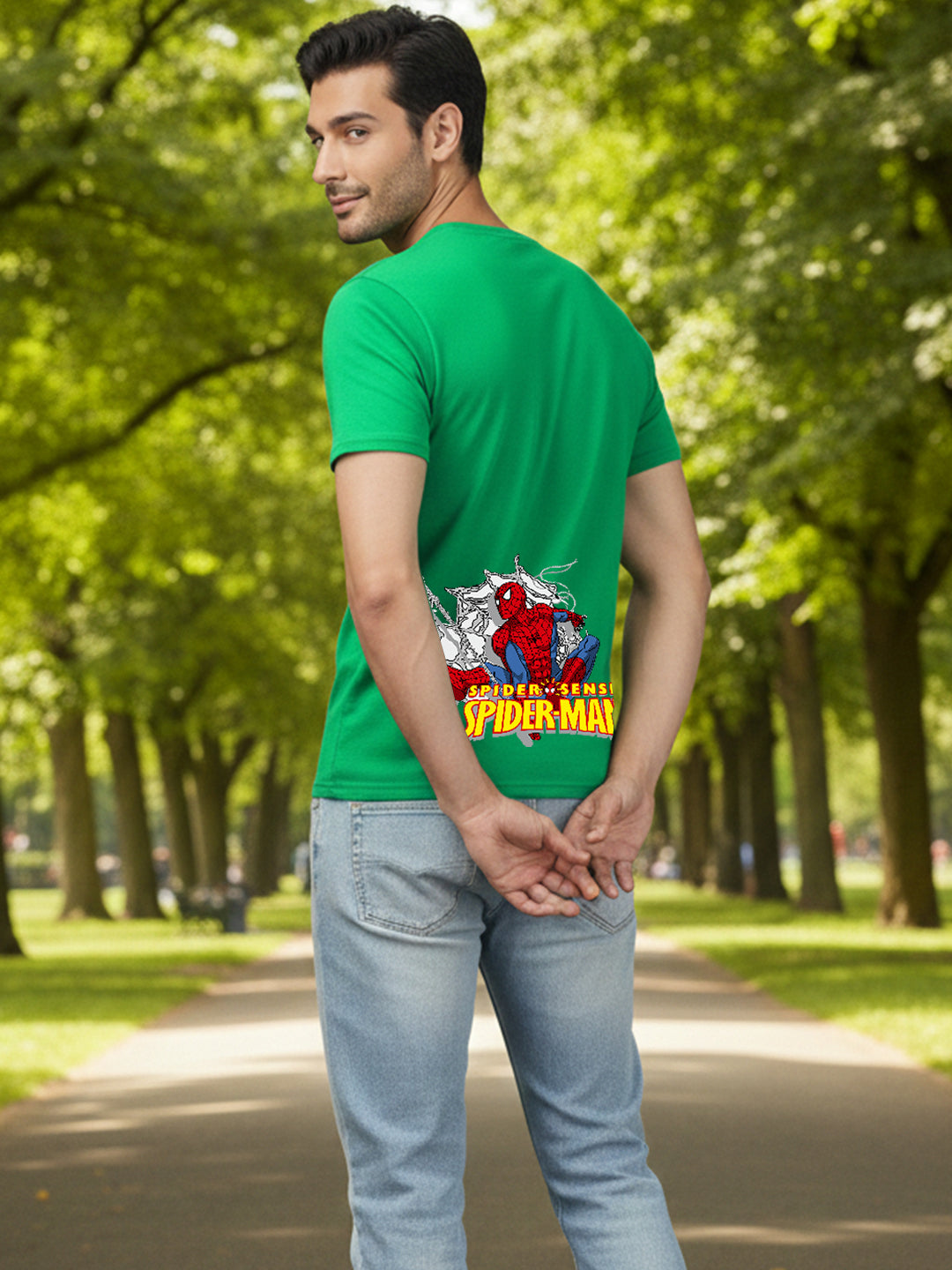 Greylongg Round Iconic Spider Design Printed T-Shirt.