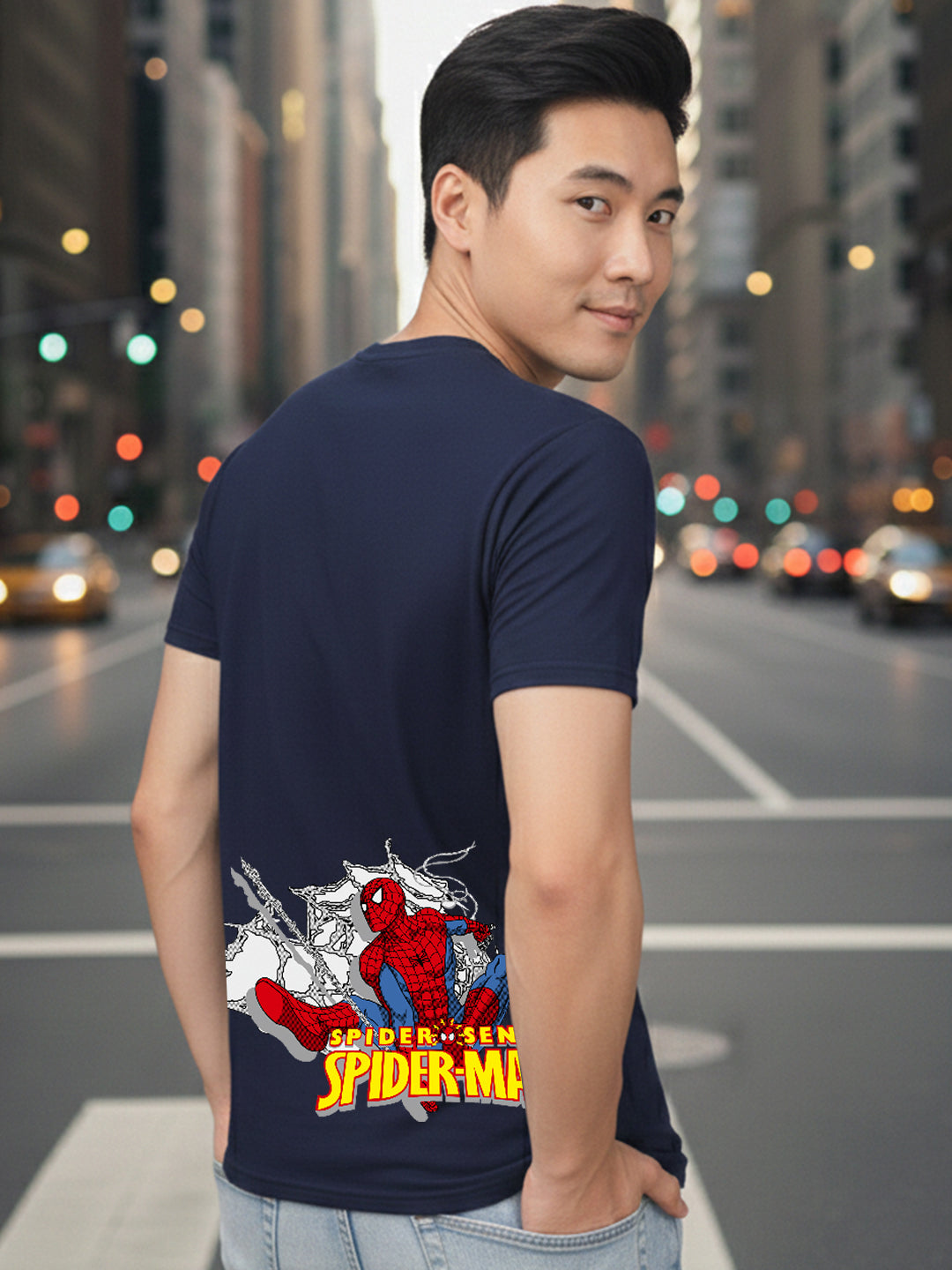 Greylongg Round Iconic Spider Design Printed T-Shirt.