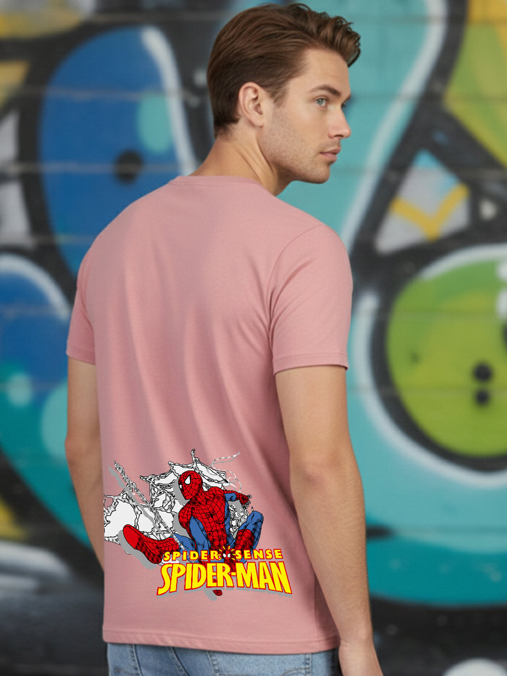 Greylongg Round Iconic Spider Design Printed T-Shirt.