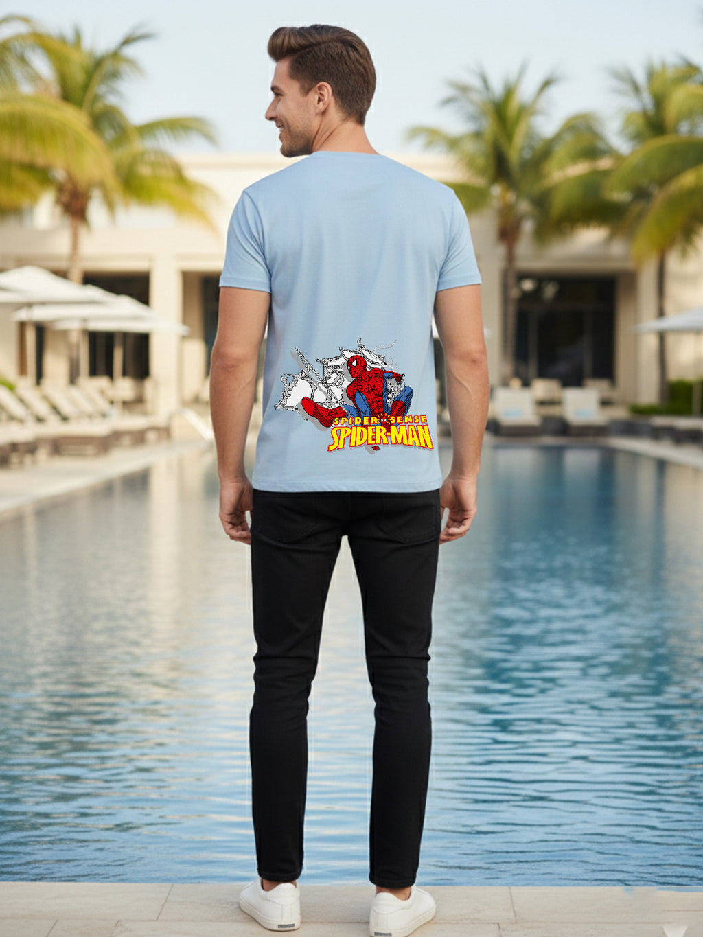 Greylongg Round Iconic Spider Design Printed T-Shirt.