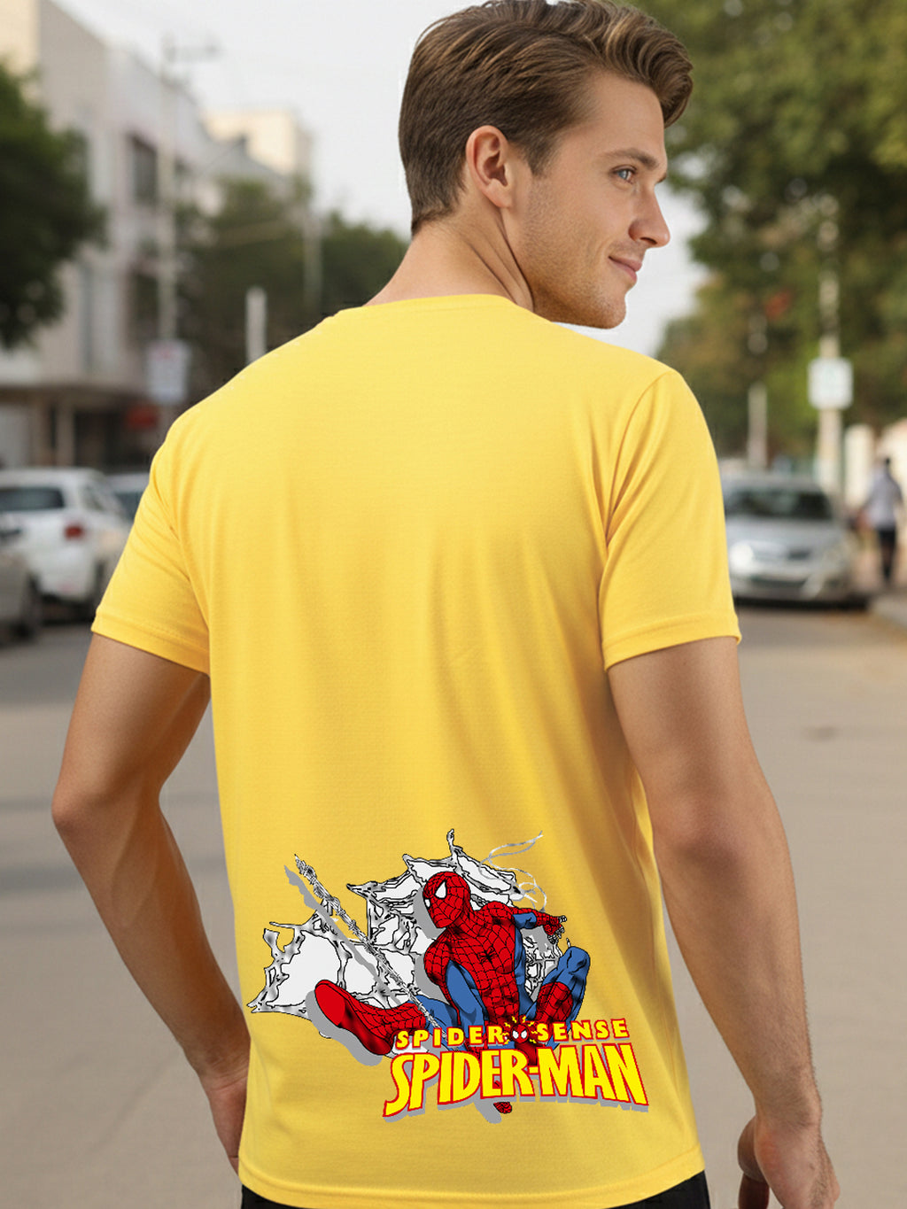 Greylongg Round Iconic Spider Design Printed T-Shirt.
