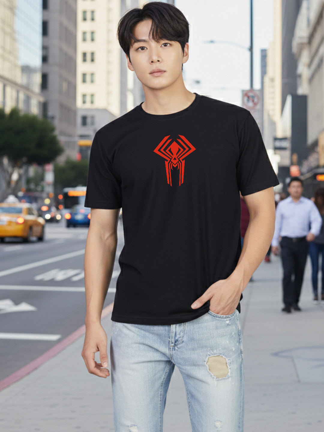 Greylongg Round Spider Man Design Printed T-Shirt.