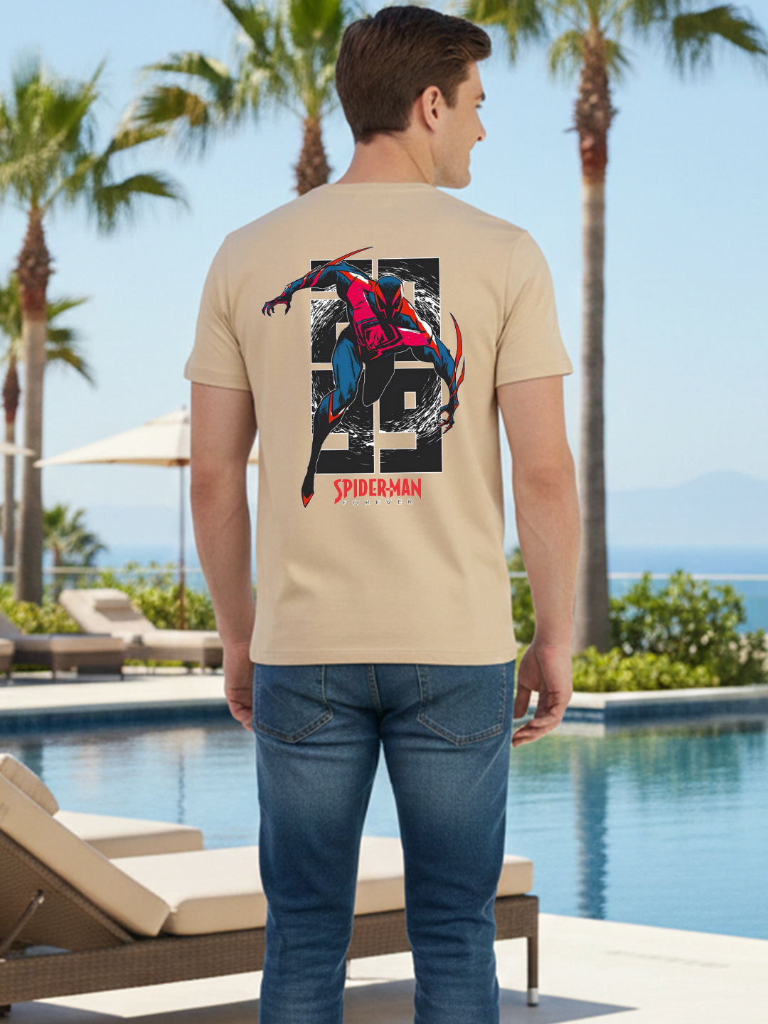 Greylongg Round Spider Man Design Printed T-Shirt.