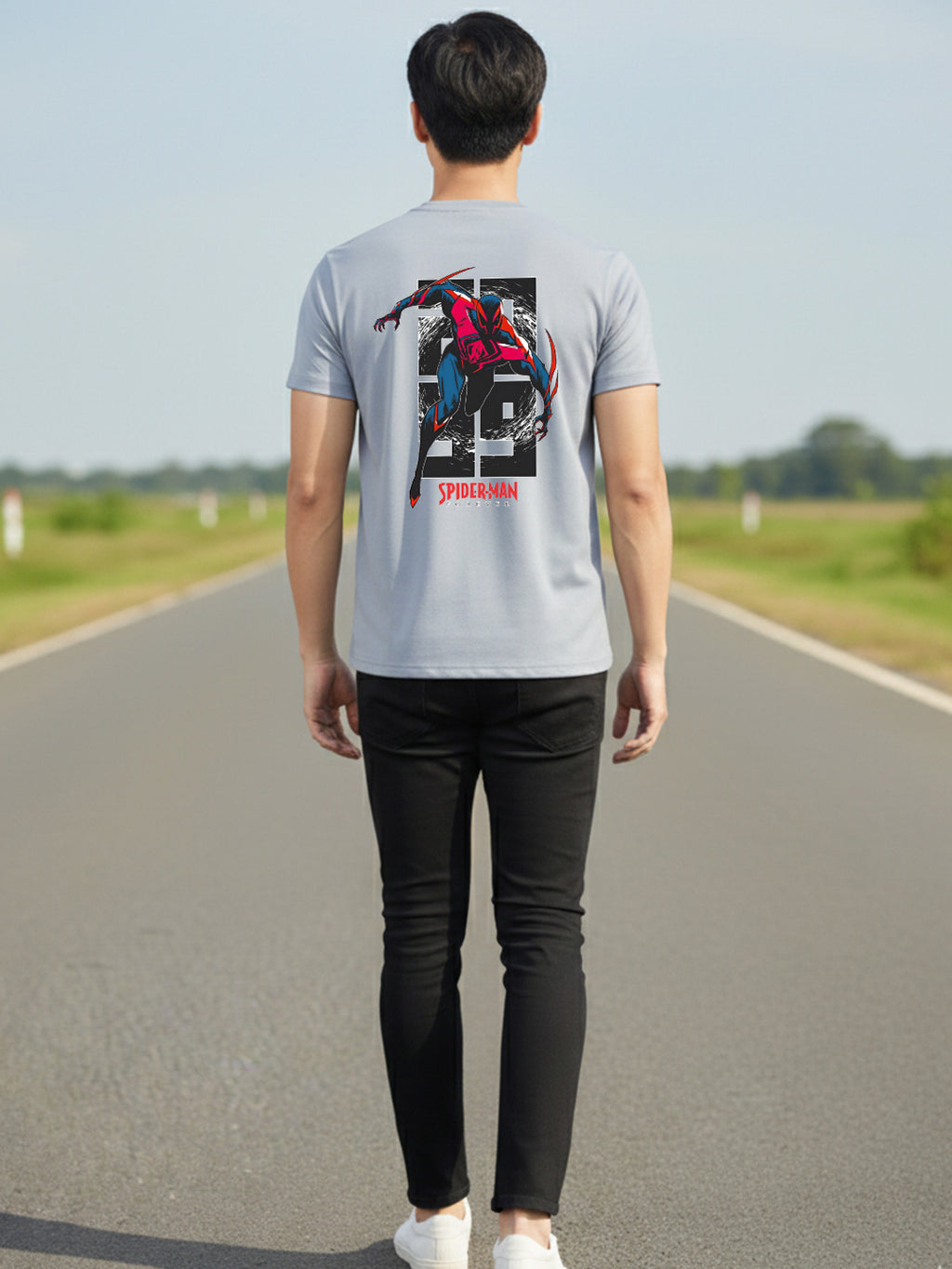 Greylongg Round Spider Man Design Printed T-Shirt.