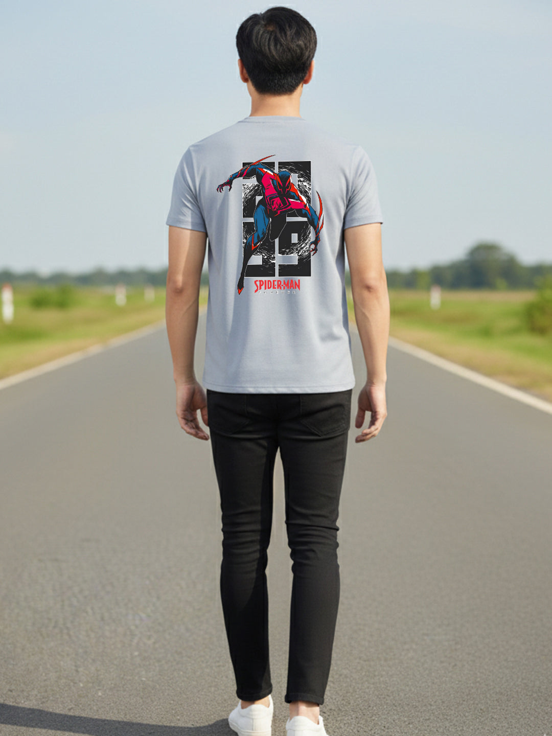 Greylongg Round Spider Man Design Printed T-Shirt.