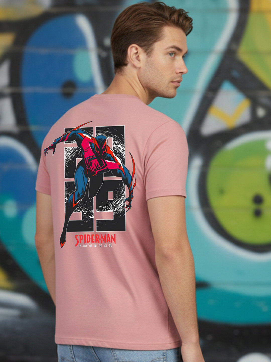 Greylongg Round Spider Man Design Printed T-Shirt.