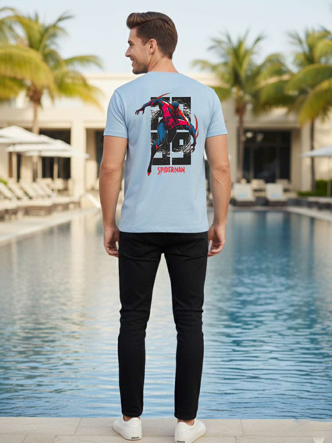 Greylongg Round Spider Man Design Printed T-Shirt.
