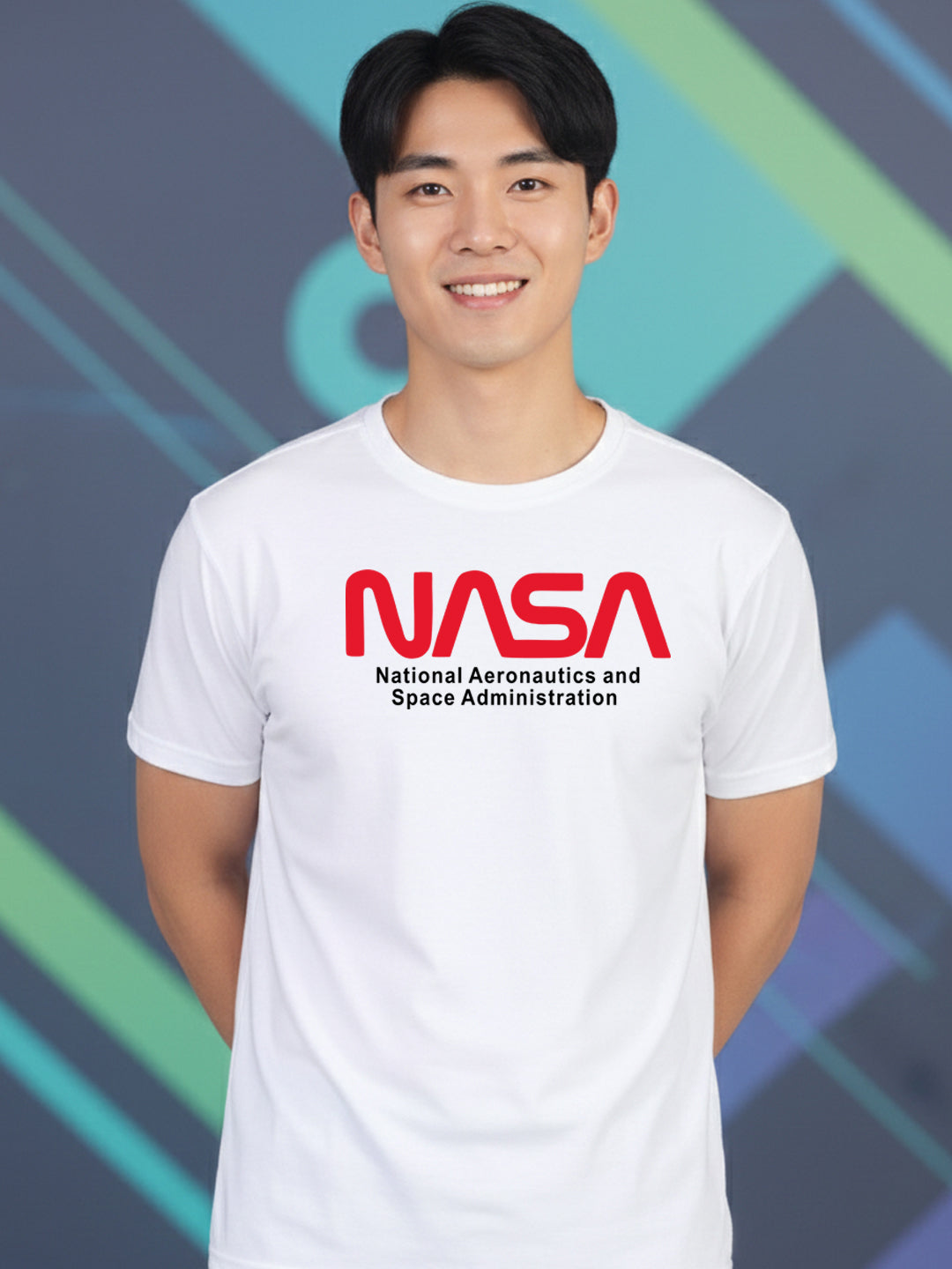 Greylongg Round Neck Nasa Design Printed T-Shirt.