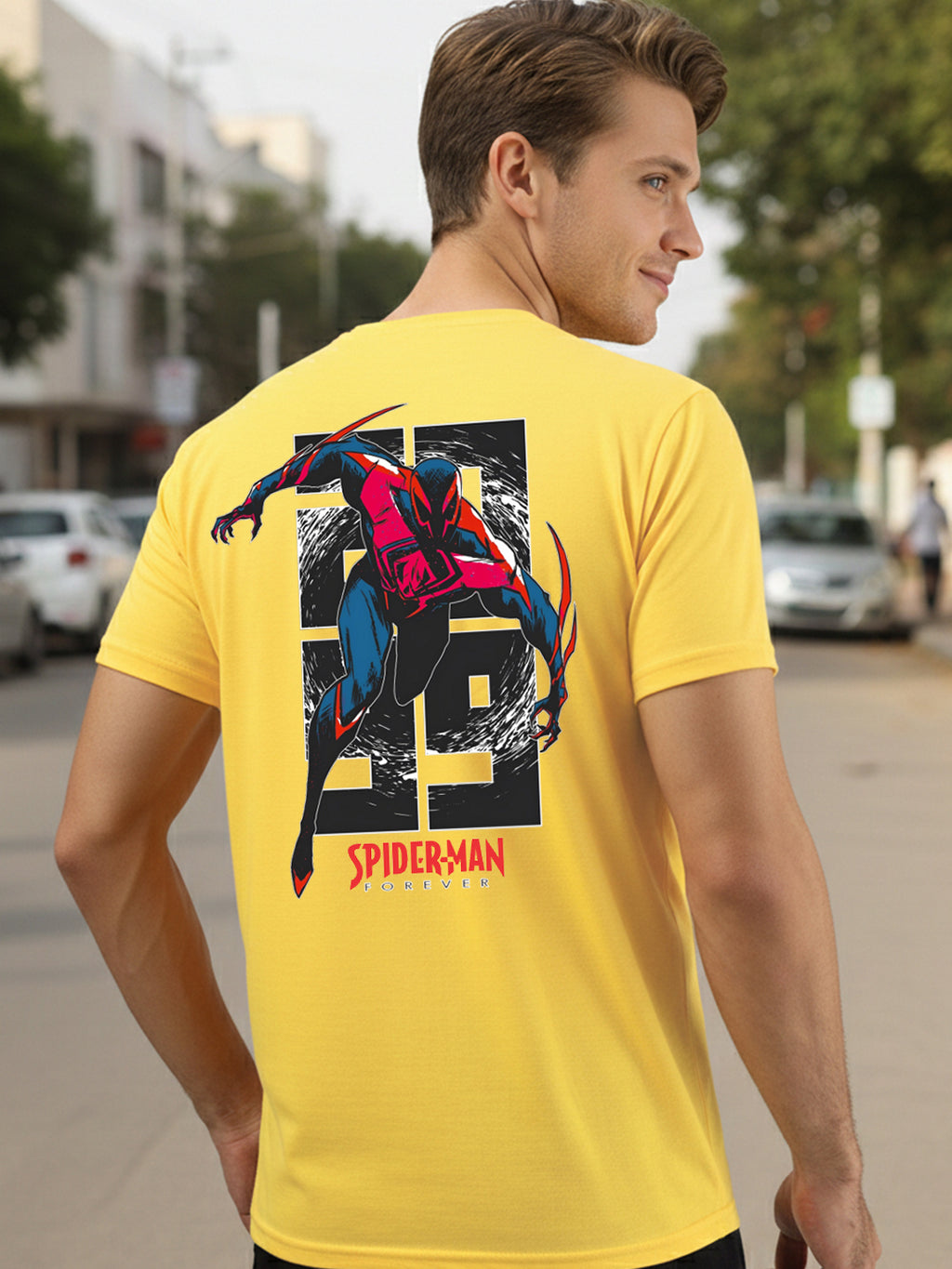 Greylongg Round Spider Man Design Printed T-Shirt.