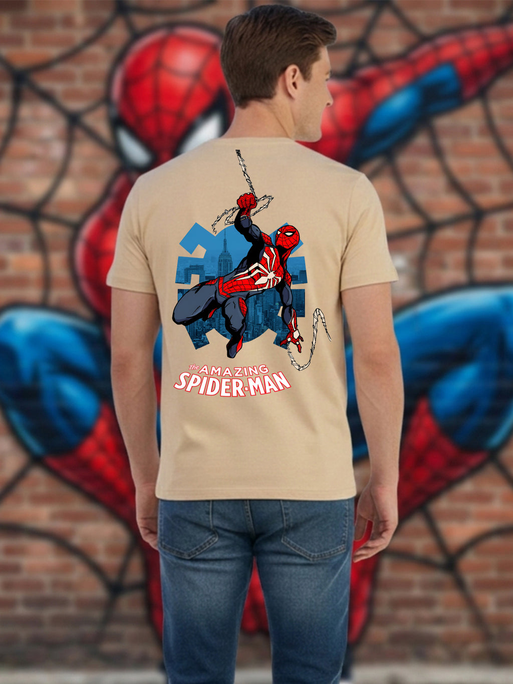 Greylongg Round Spider Man Design Printed T-Shirt.