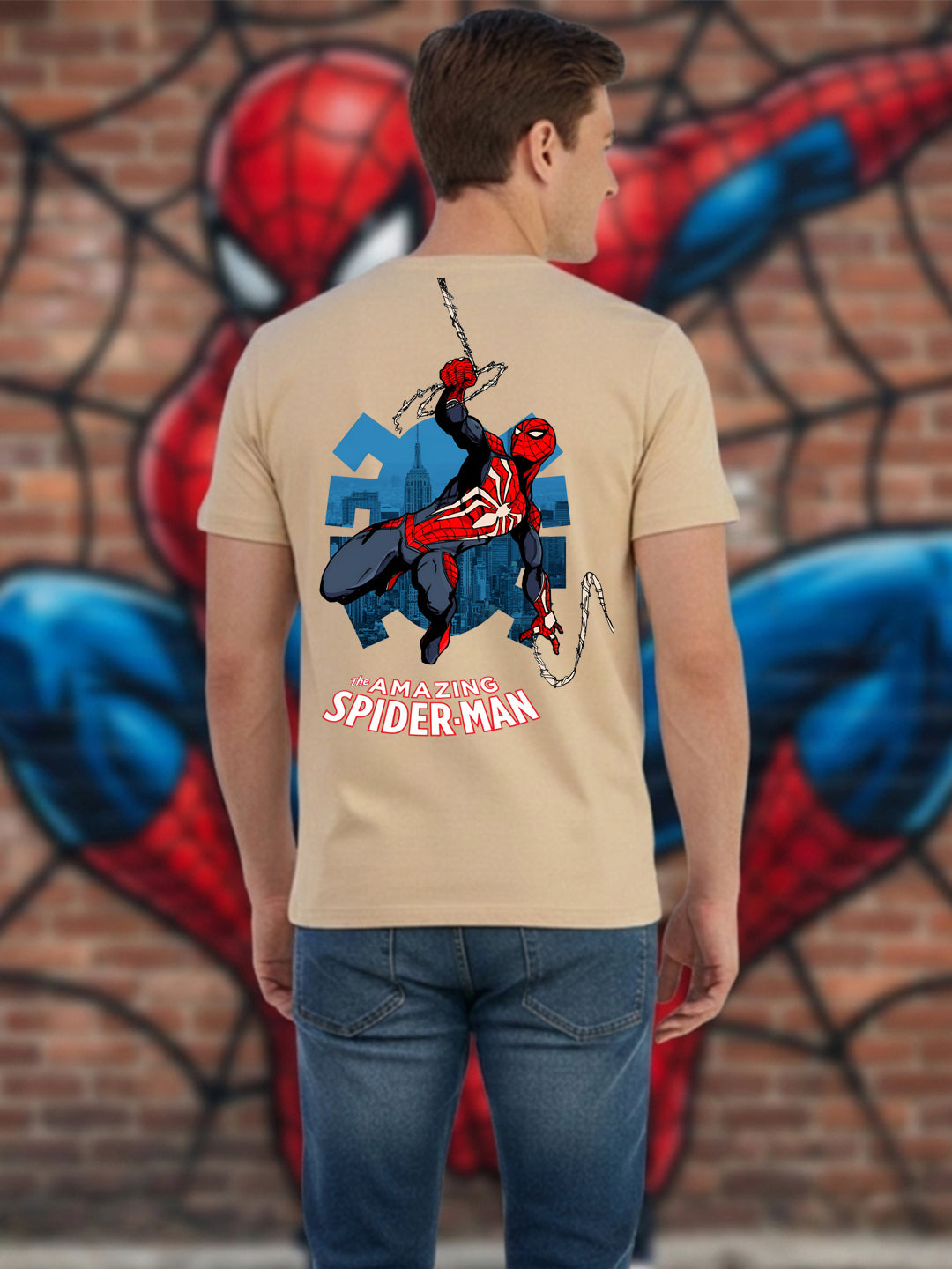 Greylongg Round Spider Man Design Printed T-Shirt.
