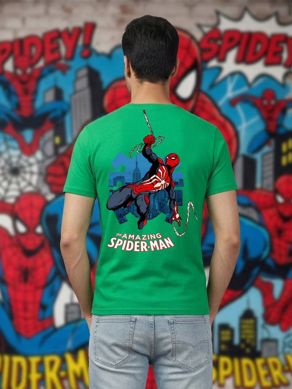 Greylongg Round Spider Man Design Printed T-Shirt.