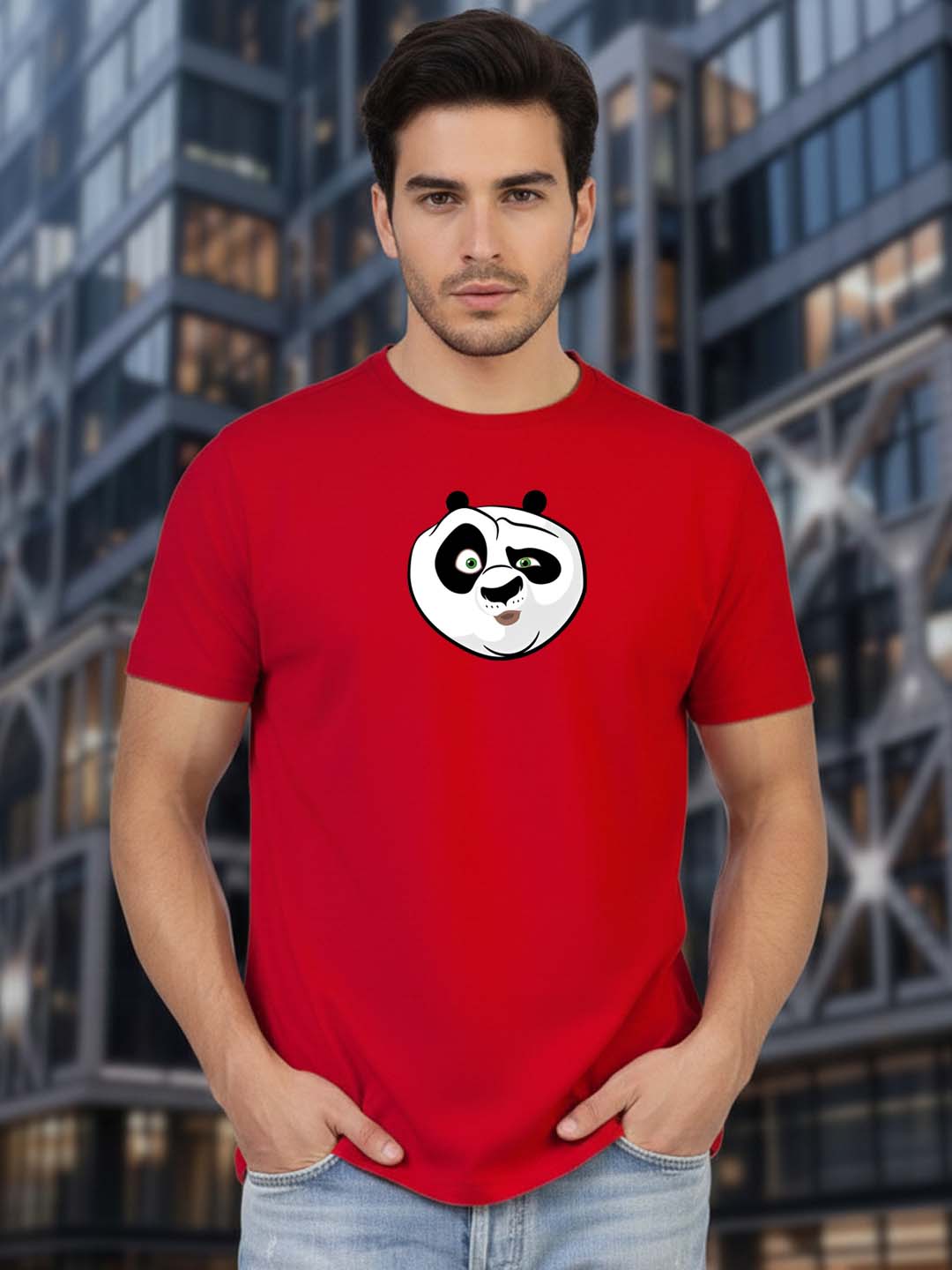 Buddha Jeans Round Neck Panda Design Printed T-shirts