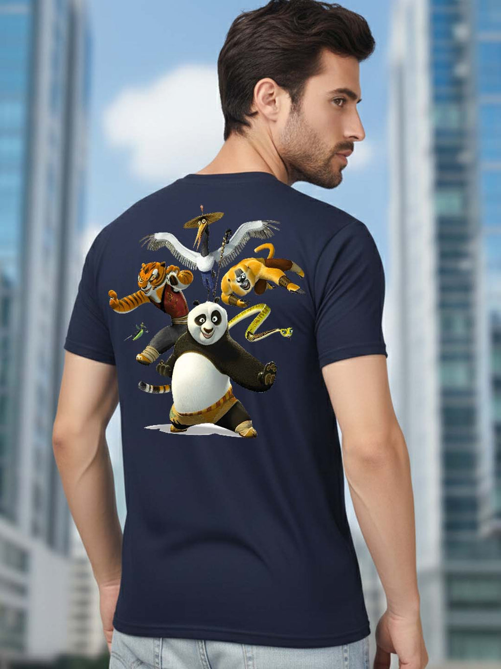Buddha Jeans Round Neck Panda Design Printed T-shirts