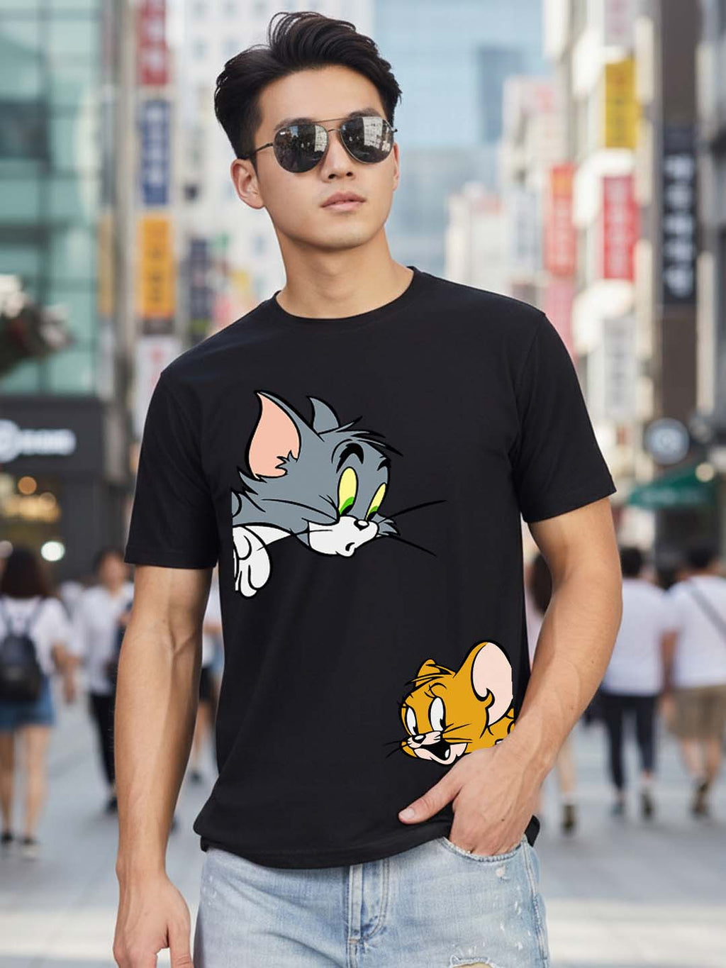 Buddha Jeans Round Neck Tom &  Jerry Design Printed T-shirts