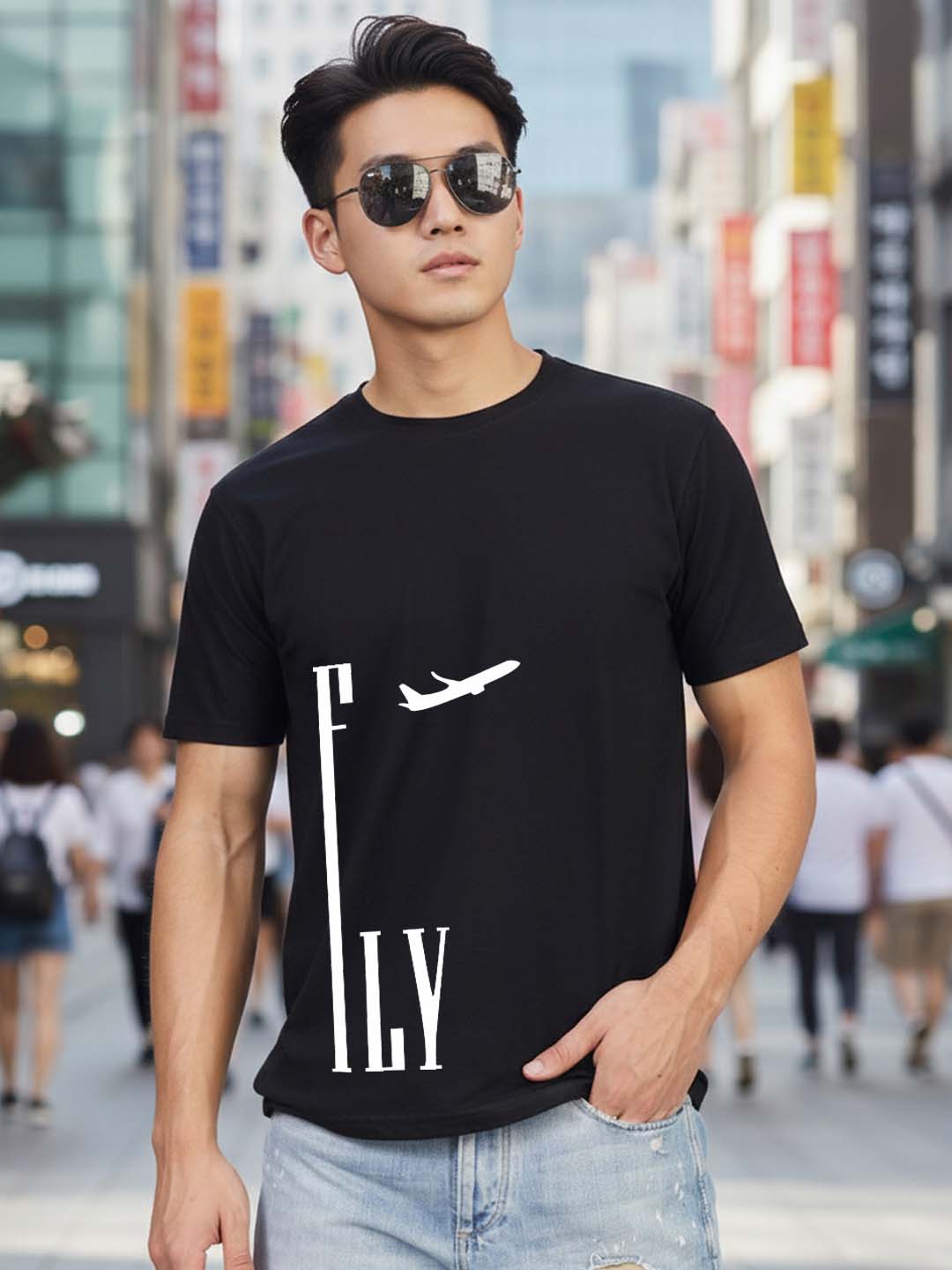 Buddha Jeans Round Neck Fly Design Printed T-shirts