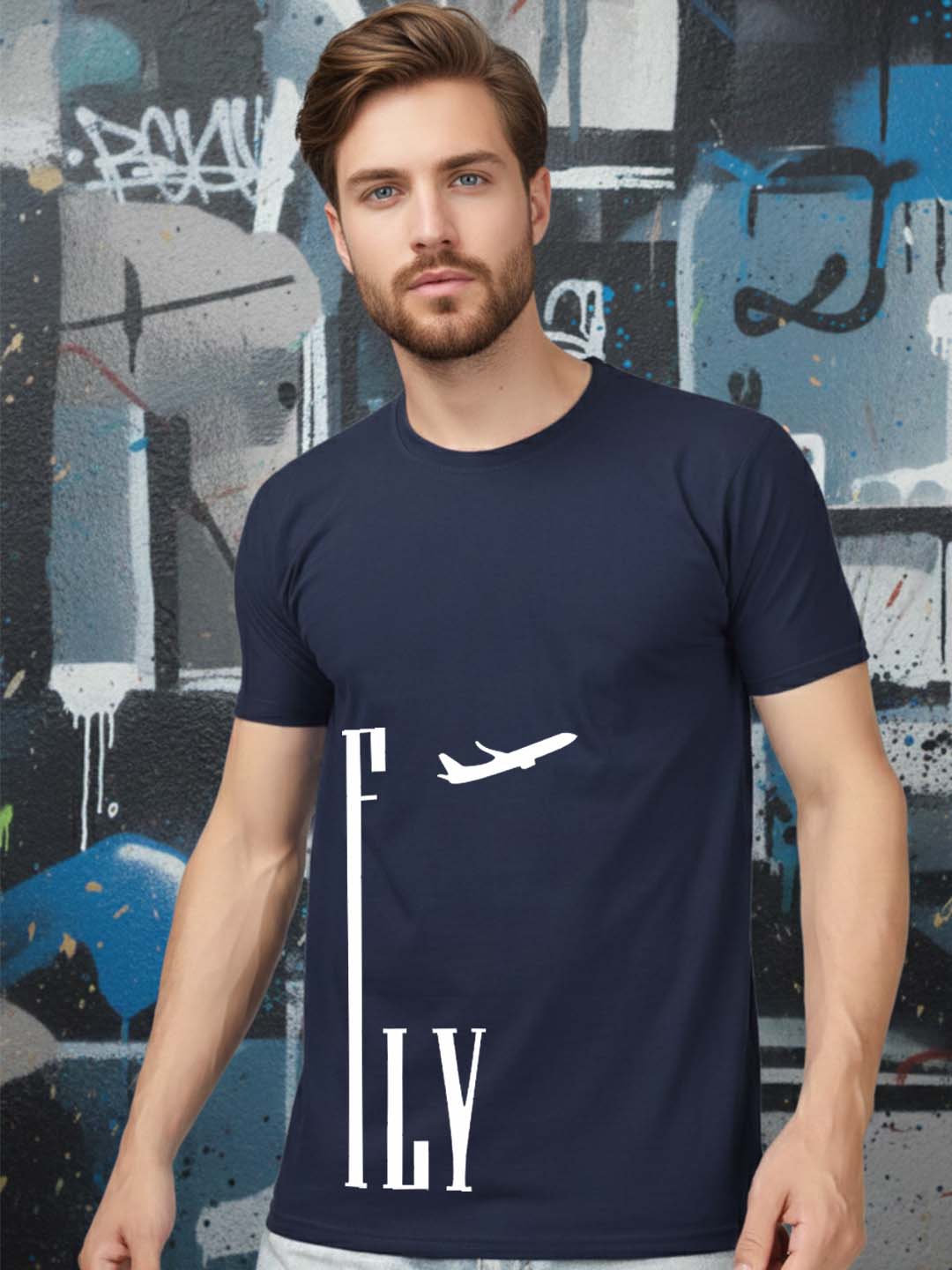 Buddha Jeans Round Neck Fly Design Printed T-shirts