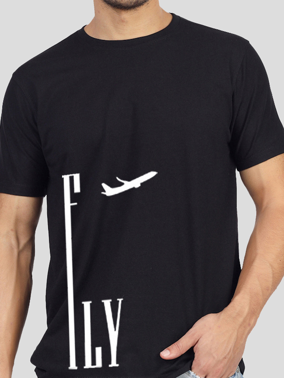 Buddha Jeans Round Neck Fly Design Printed T-shirts