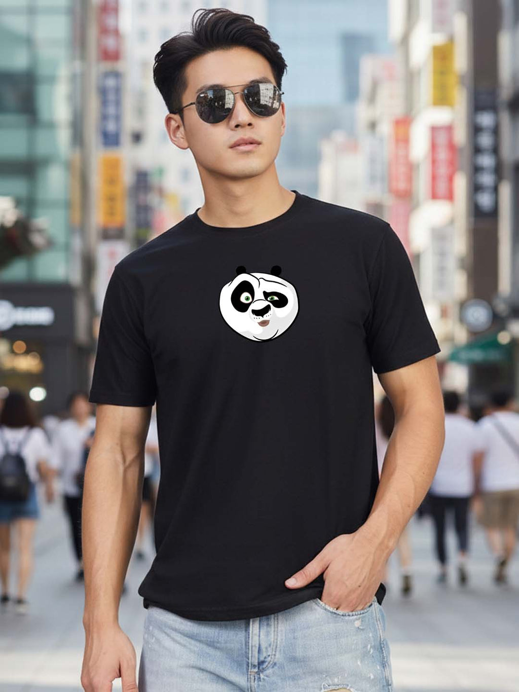 Buddha Jeans Round Neck Panda Design Printed T-shirts