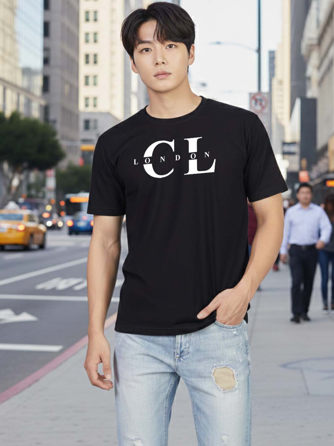 Carlton London Printed Round Neck T-Shirt.