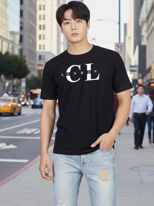 Carlton London Printed Round Neck T-Shirt.