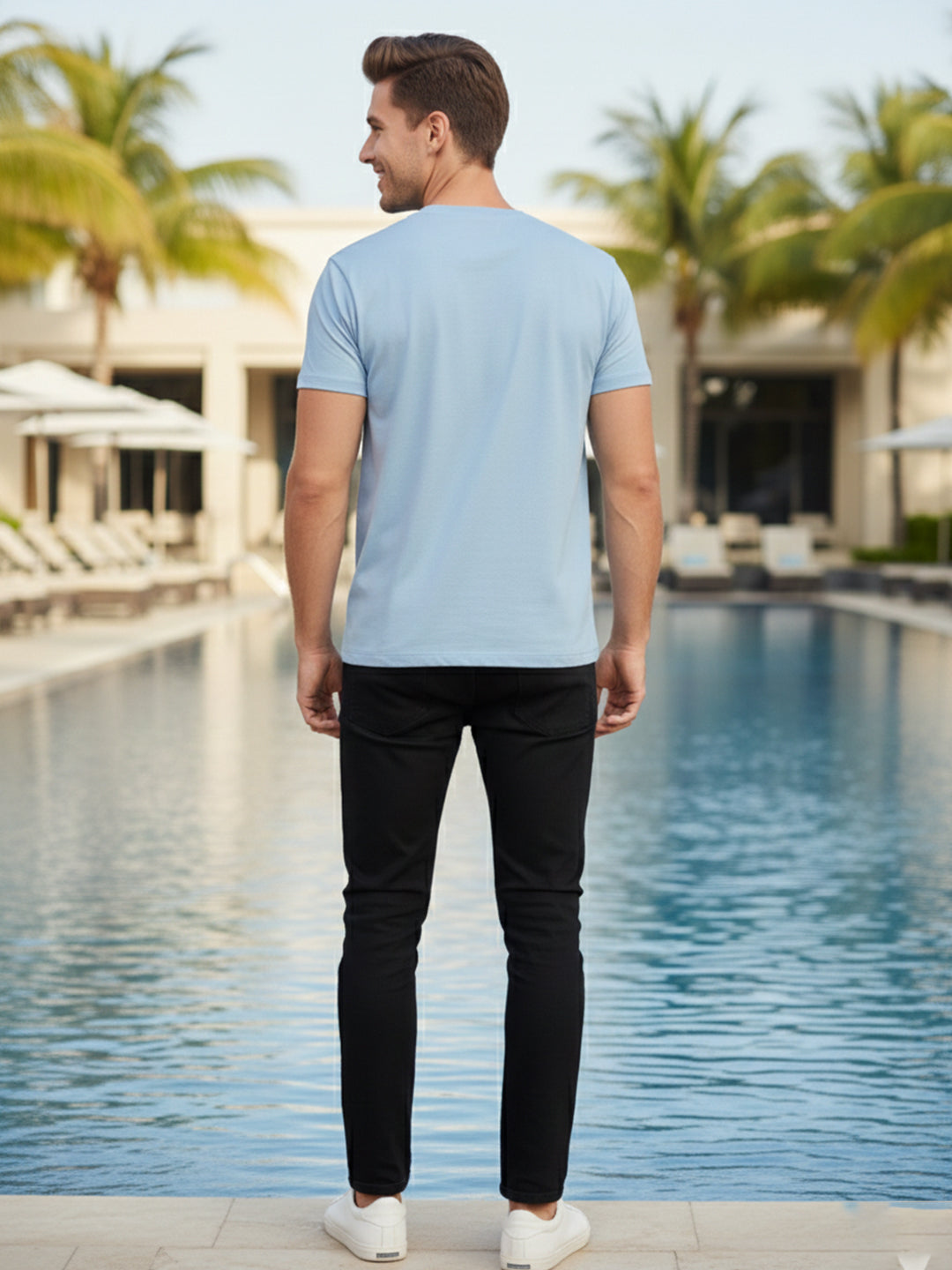 Carlton London Printed Round Neck T-Shirt.