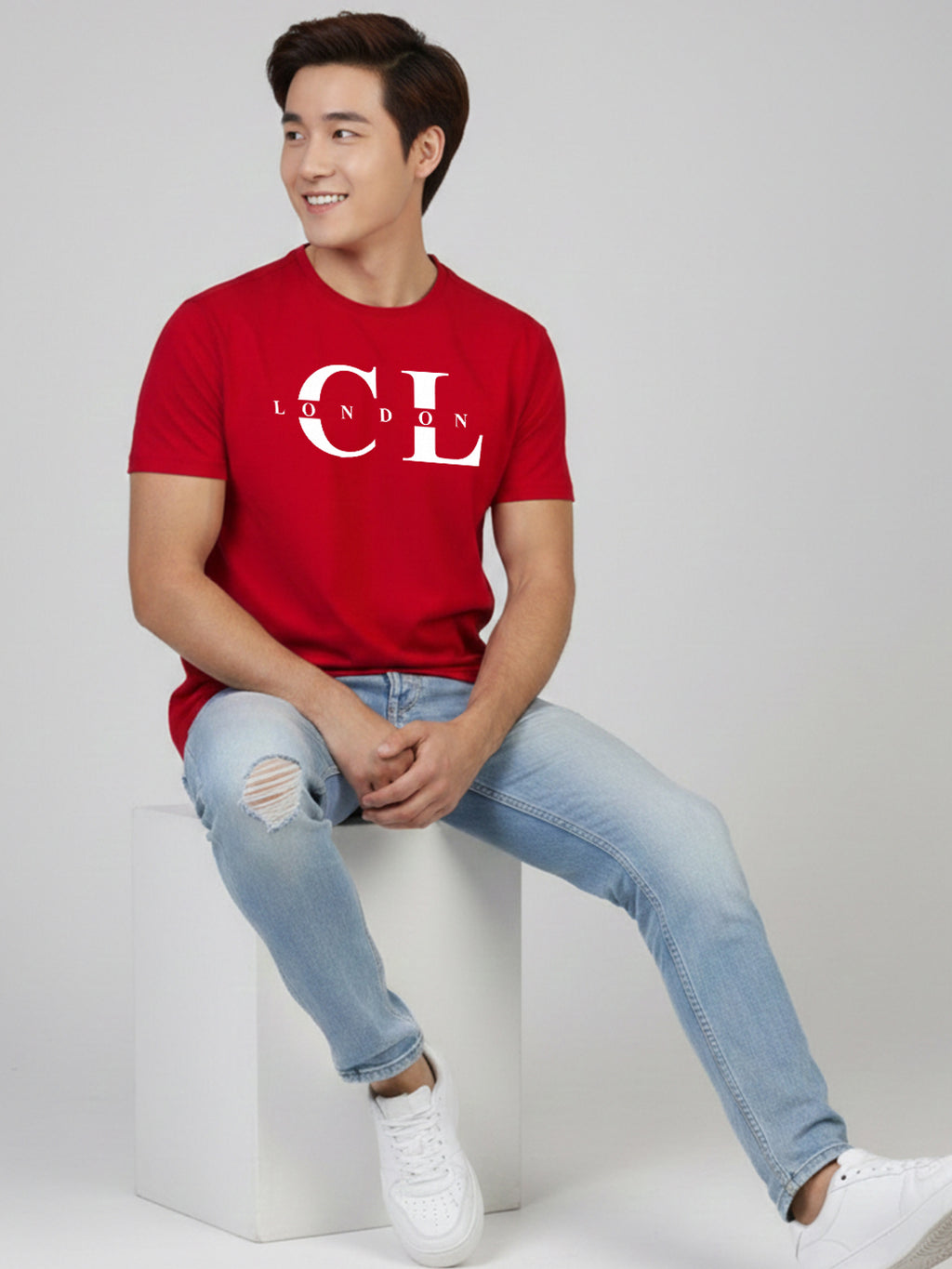 Carlton London Printed Round Neck T-Shirt.