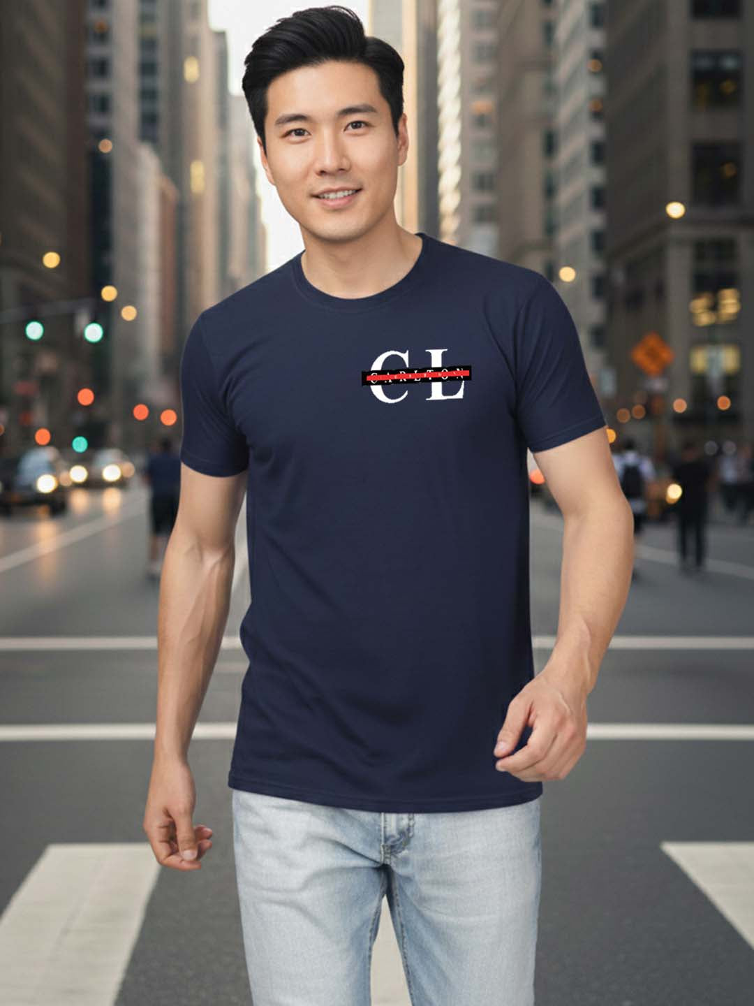 Carlton London Printed Round Neck T-Shirt.