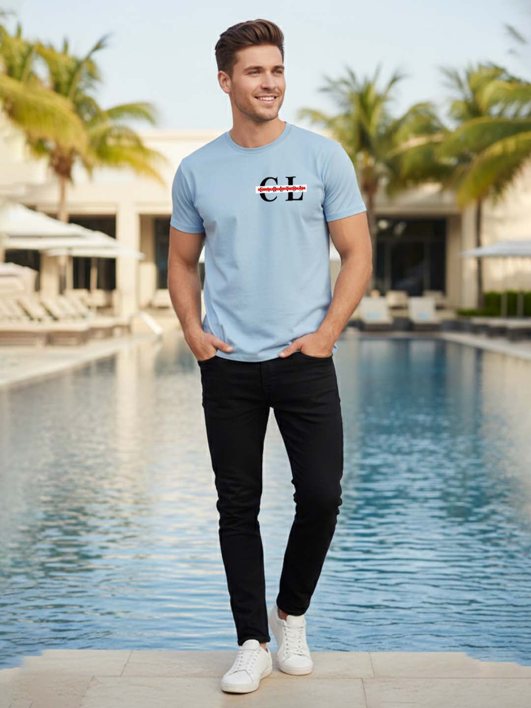 Carlton London Printed Round Neck T-Shirt.