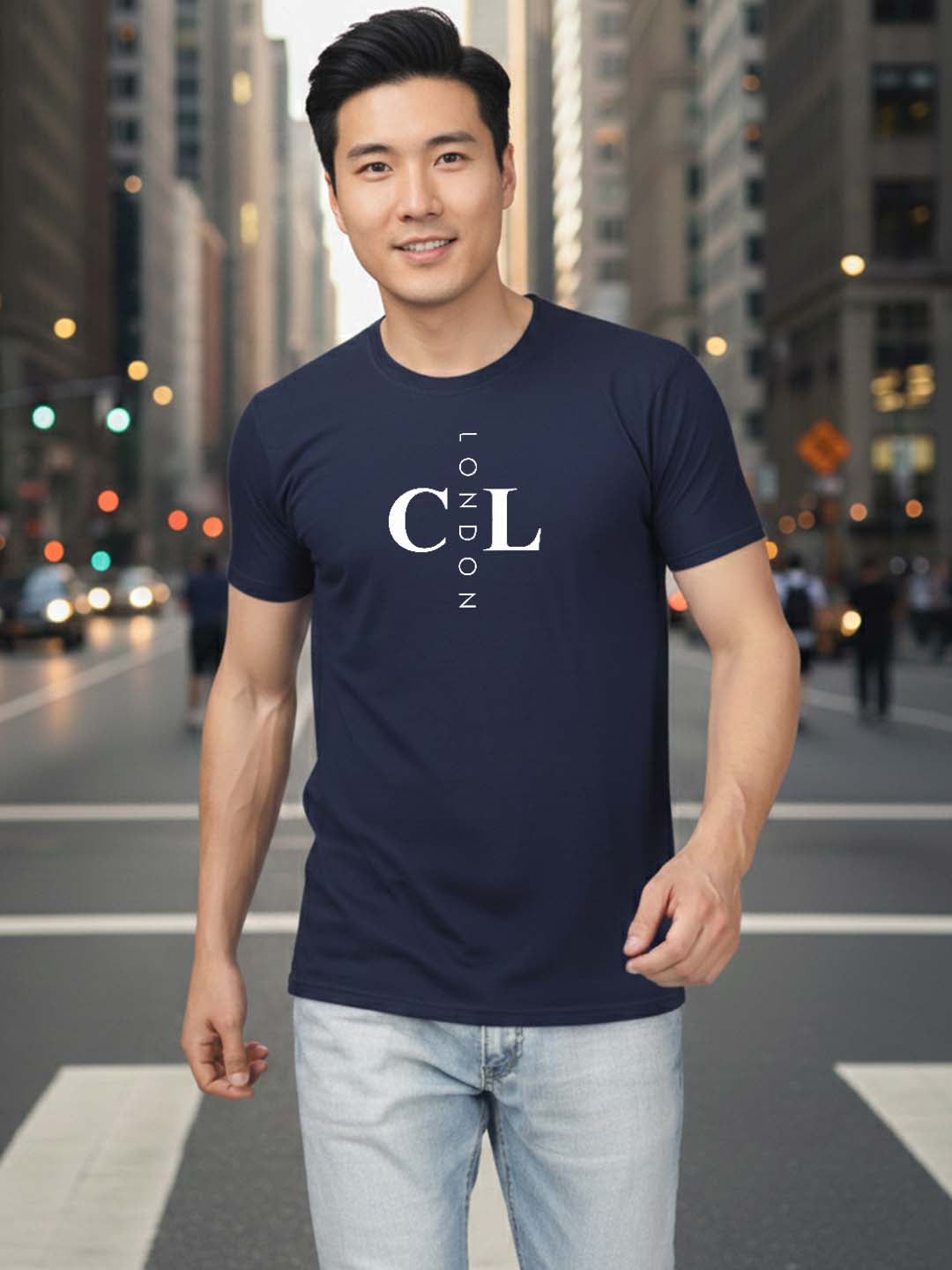Carlton London Printed Round Neck T-Shirt.