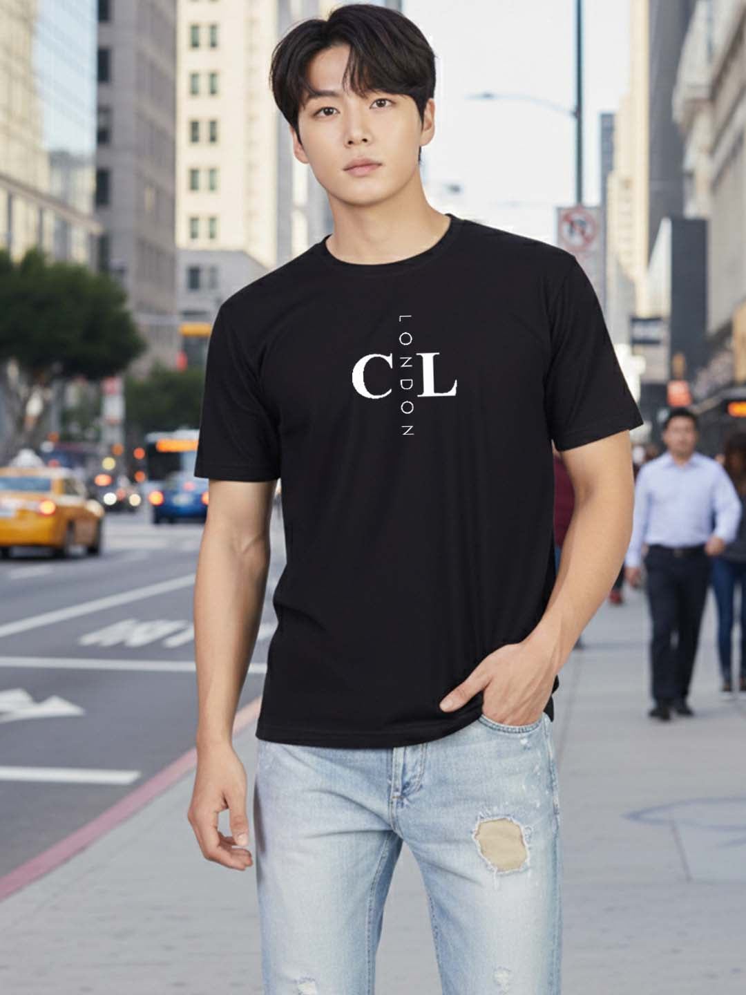 Carlton London Printed Round Neck T-Shirt.